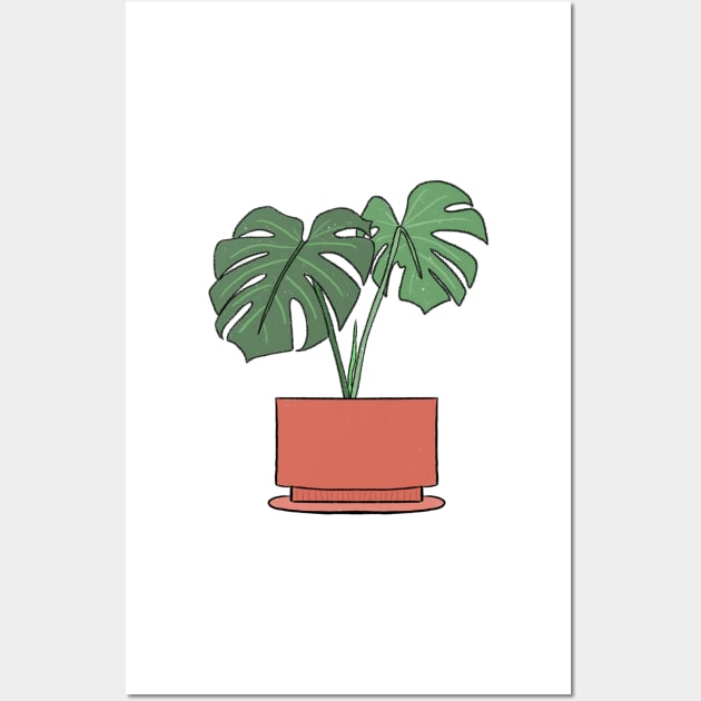 Monstera Deliciosa Houseplant in a terracotta pot Wall Art by JuneNostalgia